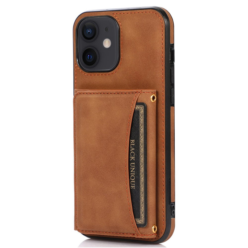 For iPhone 11 Cell Phone Case Tri-fold Wallet Drop-proof PU Leather+TPU Kickstand Back Cover
