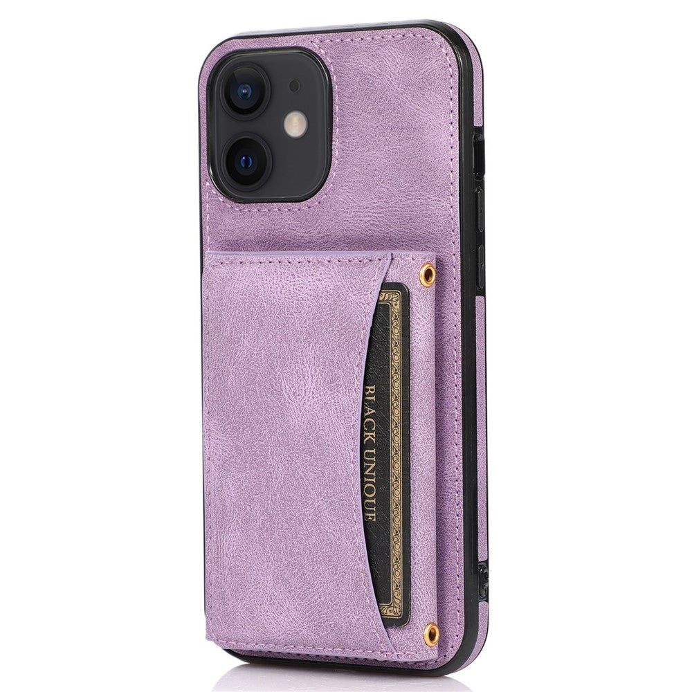 For iPhone 11 Cell Phone Case Tri-fold Wallet Drop-proof PU Leather+TPU Kickstand Back Cover