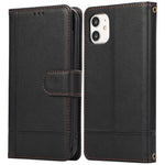 For iPhone 11 Cell Phone Case Lines Imprinted Built-in Mirror Anti-drop Leather Cover with 2 Straps