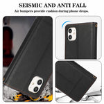 For iPhone 11 Cell Phone Case Lines Imprinted Built-in Mirror Anti-drop Leather Cover with 2 Straps