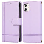 For iPhone 11 Cell Phone Case Lines Imprinted Built-in Mirror Anti-drop Leather Cover with 2 Straps
