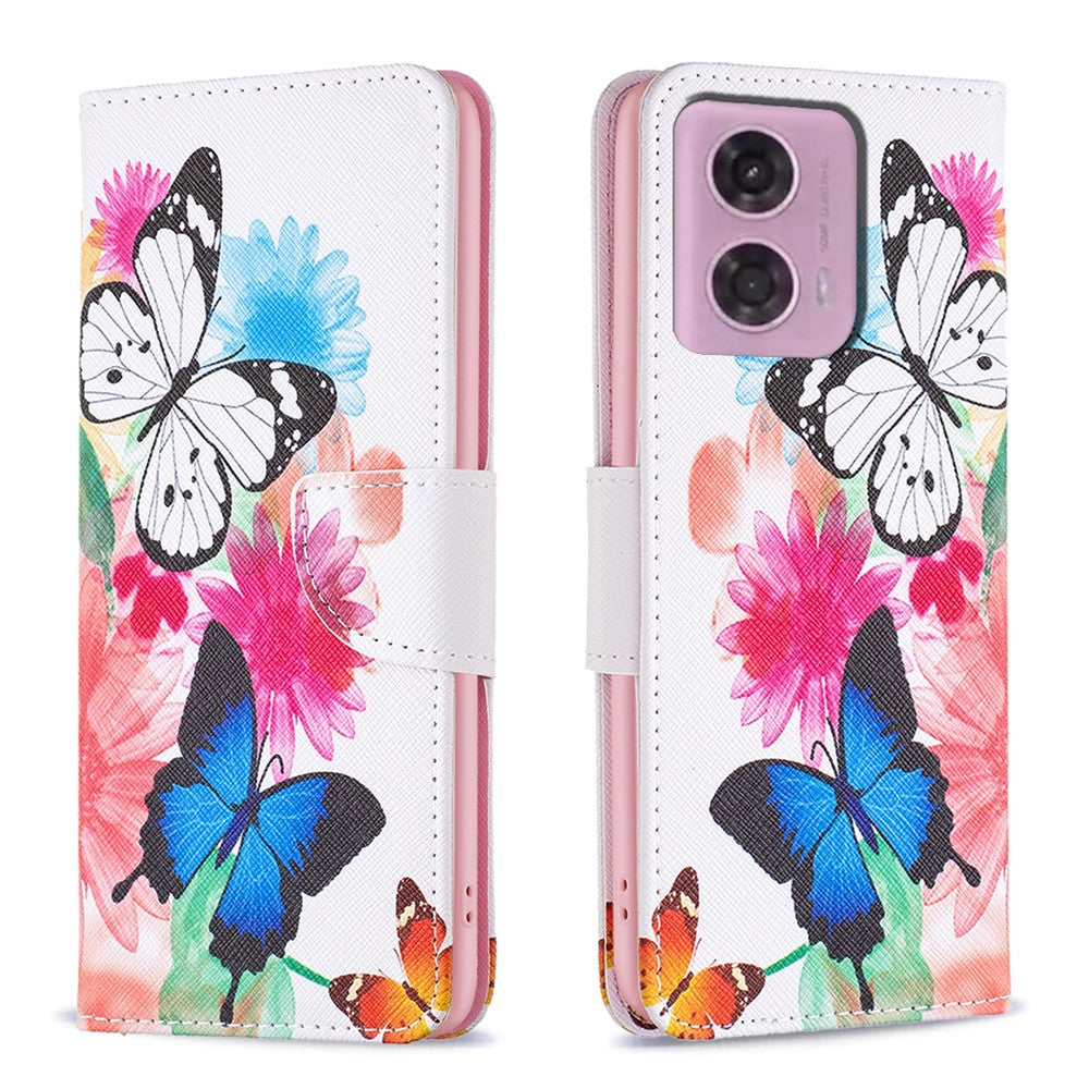 For Motorola Moto G45 5G / G34 5G Flip Leather Wallet Case Card Holder Pattern Phone Cover