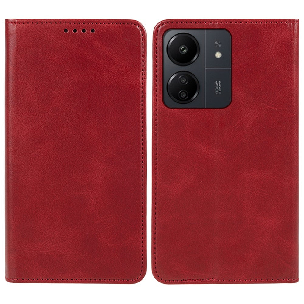 For Xiaomi Redmi 13C 4G / Poco C65 4G Cell Phone Case Calf Texture PU Leather Stand Anti-drop Cover