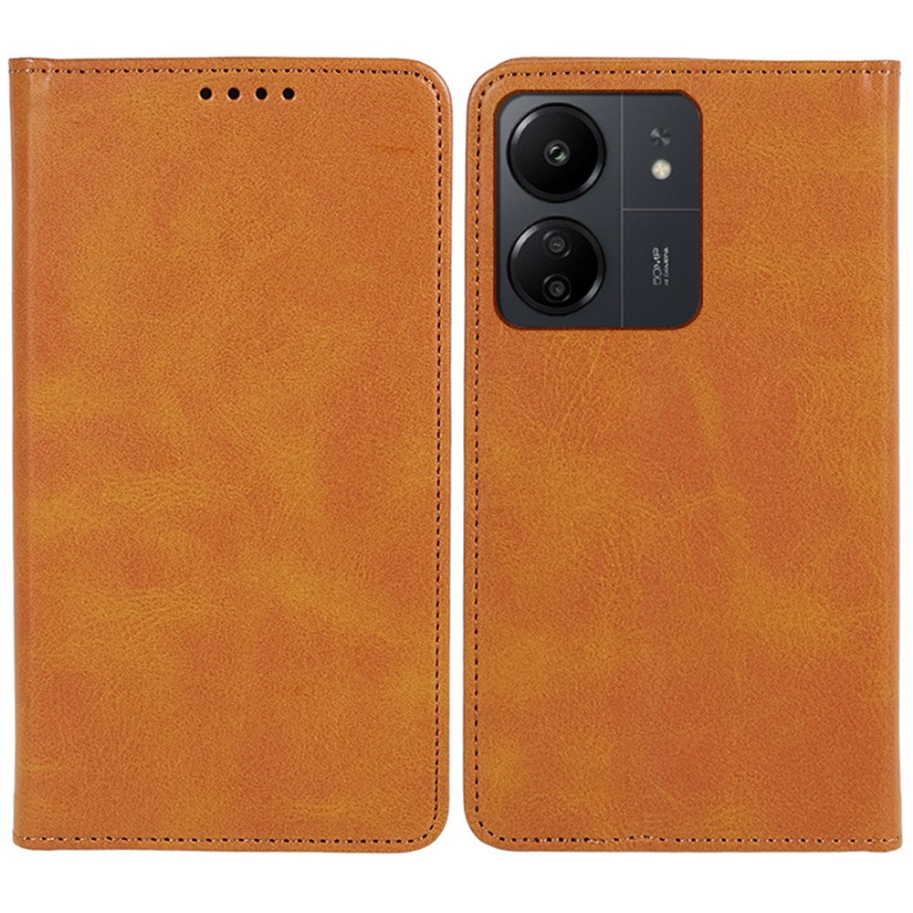 For Xiaomi Redmi 13C 4G / Poco C65 4G Cell Phone Case Calf Texture PU Leather Stand Anti-drop Cover