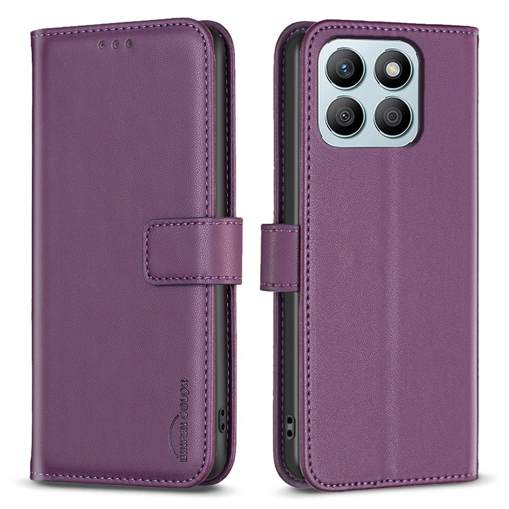 BINFEN COLOR BF17 For Honor X8b 4G Leather Phone Case Cover with Wallet Stand