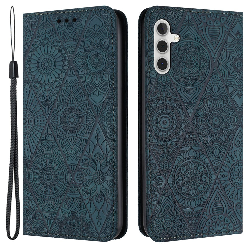 Samsung Galaxy A35 5G Magnetiskt mobilskal Präglat PU Läder Plånboksfodral