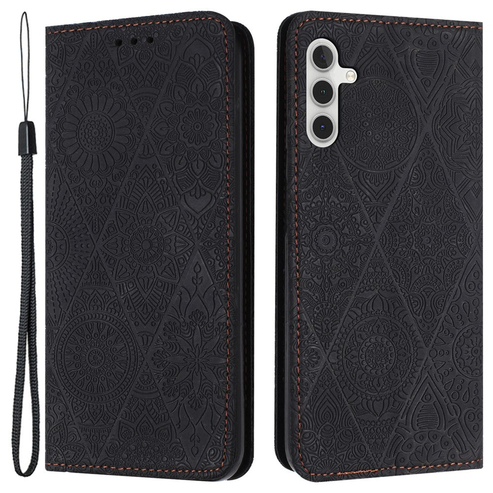 Samsung Galaxy A35 5G Magnetiskt mobilskal Präglat PU Läder Plånboksfodral