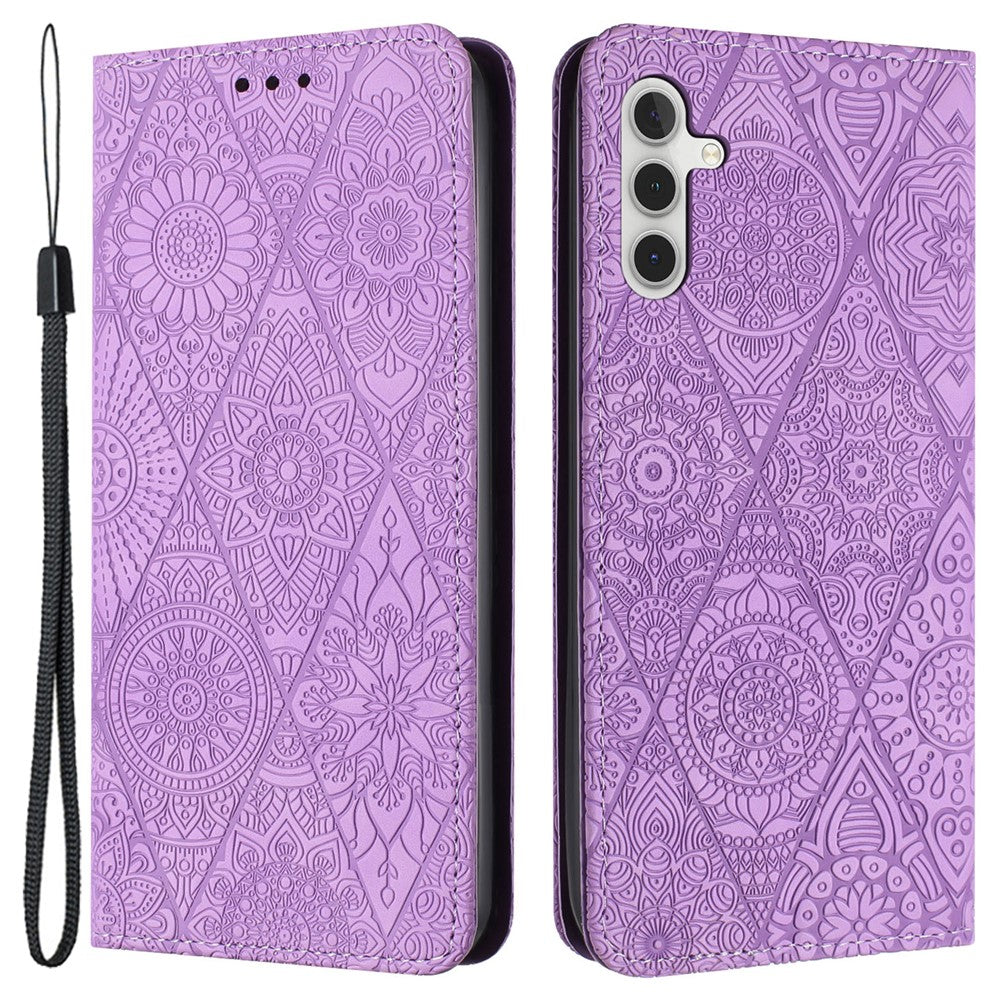 Samsung Galaxy A35 5G Magnetiskt mobilskal Präglat PU Läder Plånboksfodral