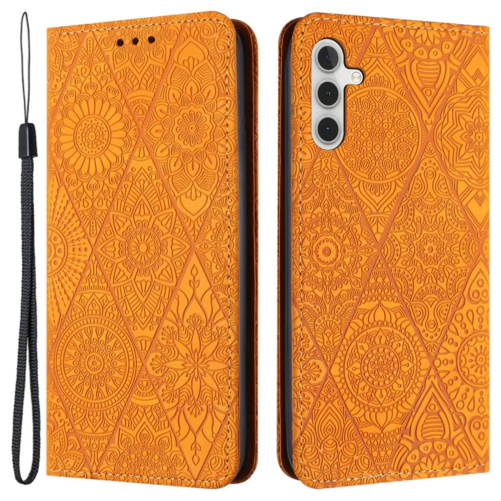 Samsung Galaxy A35 5G Magnetiskt mobilskal Präglat PU Läder Plånboksfodral