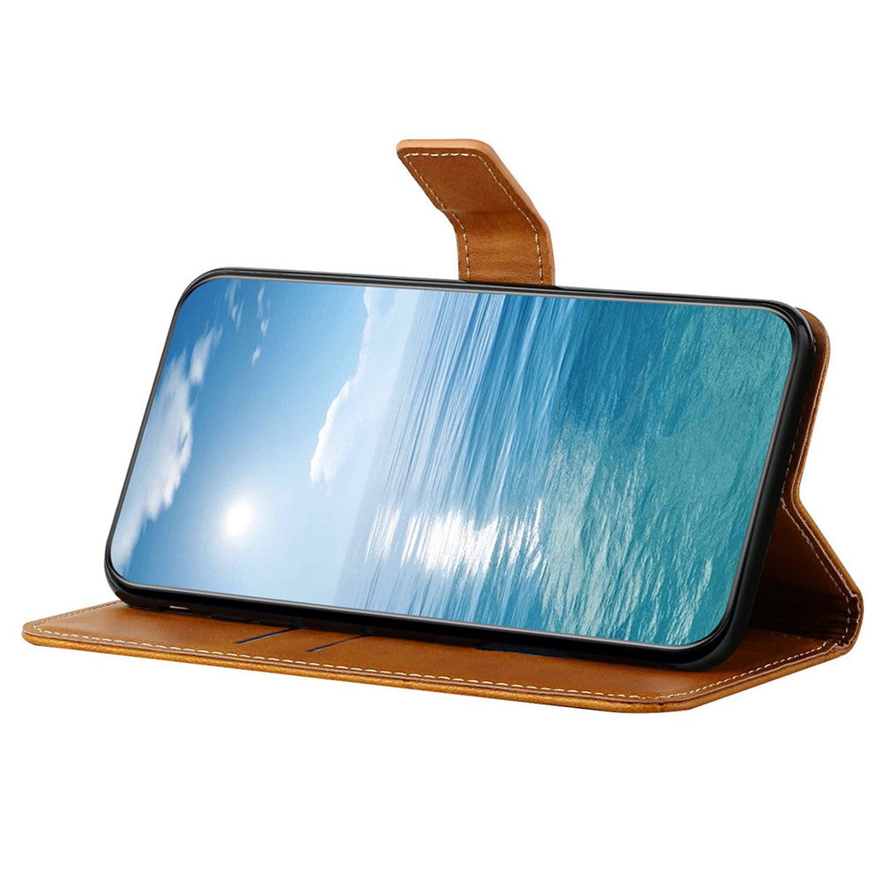 Til Samsung Galaxy A55 5G Etui Læder Ensfarvet Præget Cover med Håndledsrem