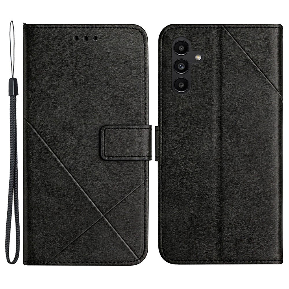 Til Samsung Galaxy A55 5G Etui Læder Ensfarvet Præget Cover med Håndledsrem
