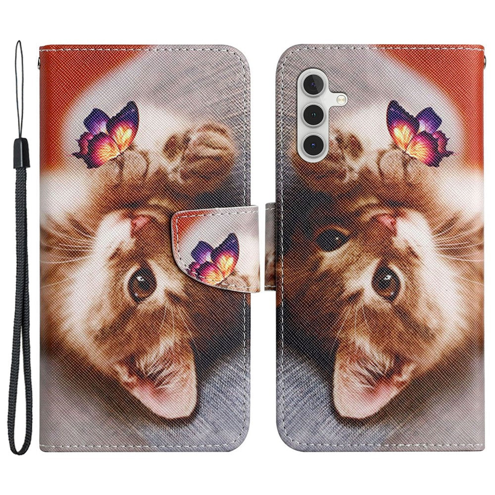 Til Samsung Galaxy A35 5G Etui i Krydsstruktur PU-læder med Håndrem