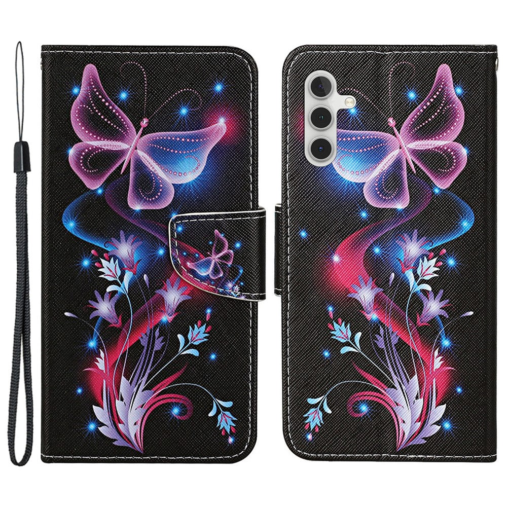Til Samsung Galaxy A35 5G Etui i Krydsstruktur PU-læder med Håndrem