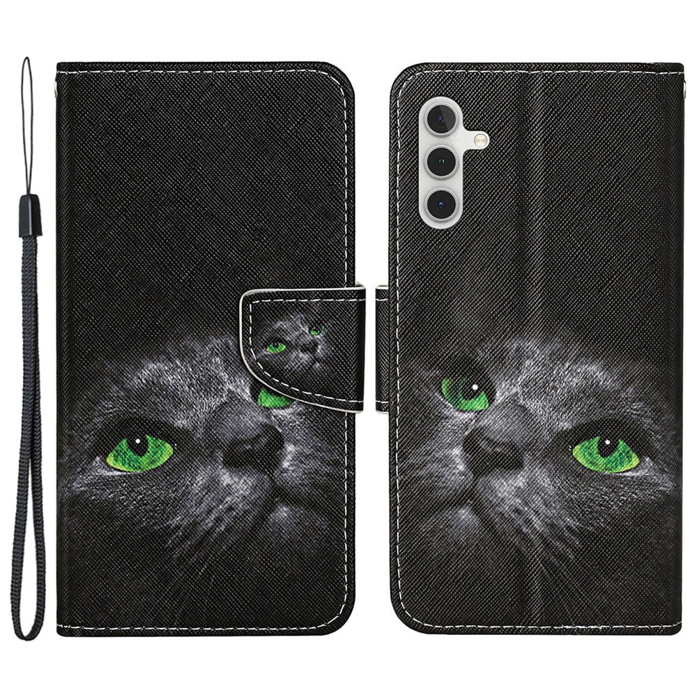 Til Samsung Galaxy A35 5G Etui i Krydsstruktur PU-læder med Håndrem