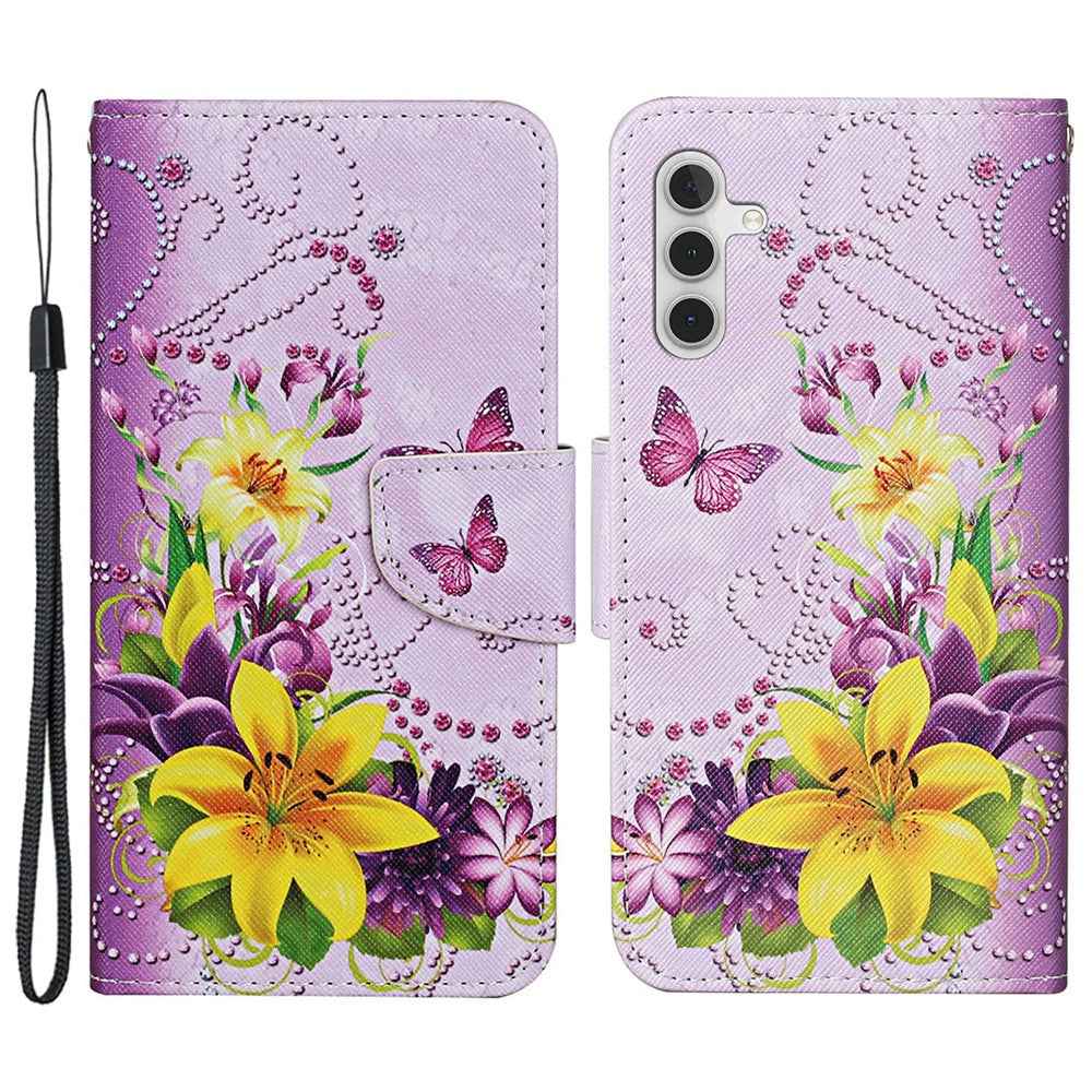 Til Samsung Galaxy A35 5G Etui i Krydsstruktur PU-læder med Håndrem