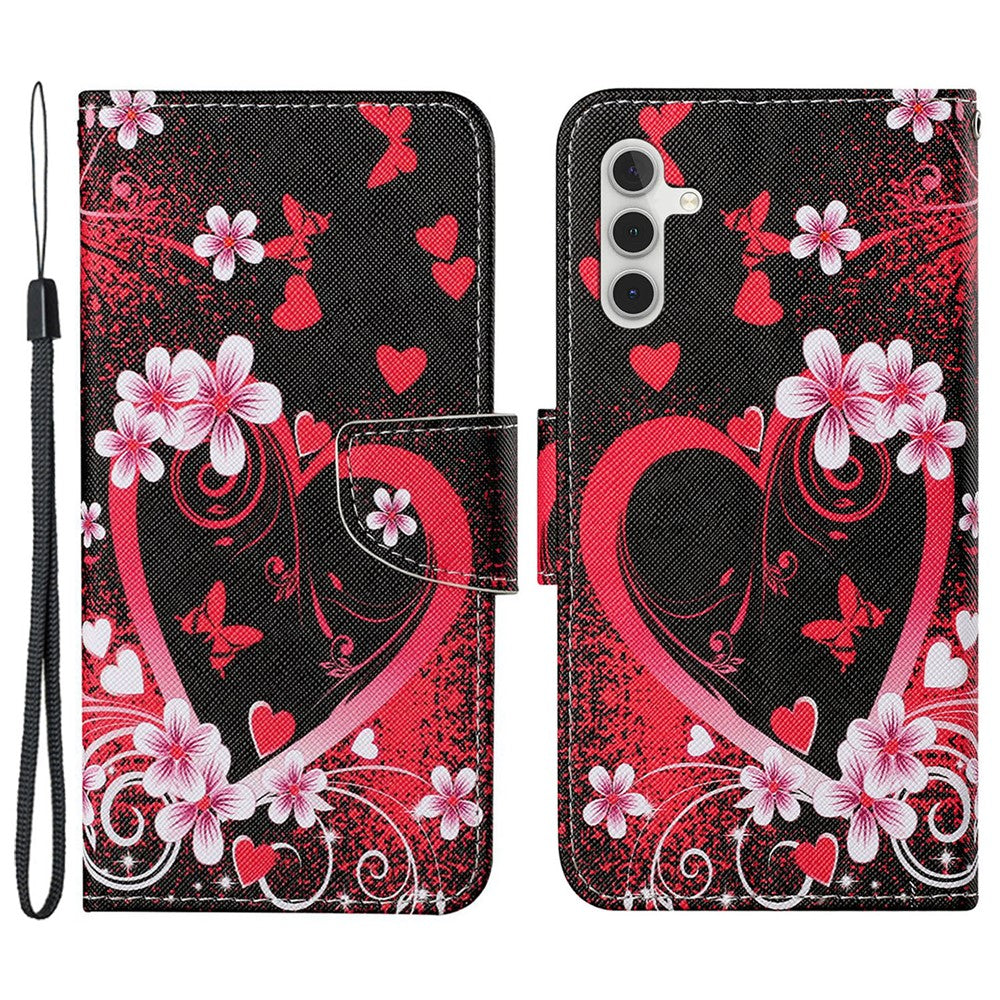Til Samsung Galaxy A35 5G Etui i Krydsstruktur PU-læder med Håndrem