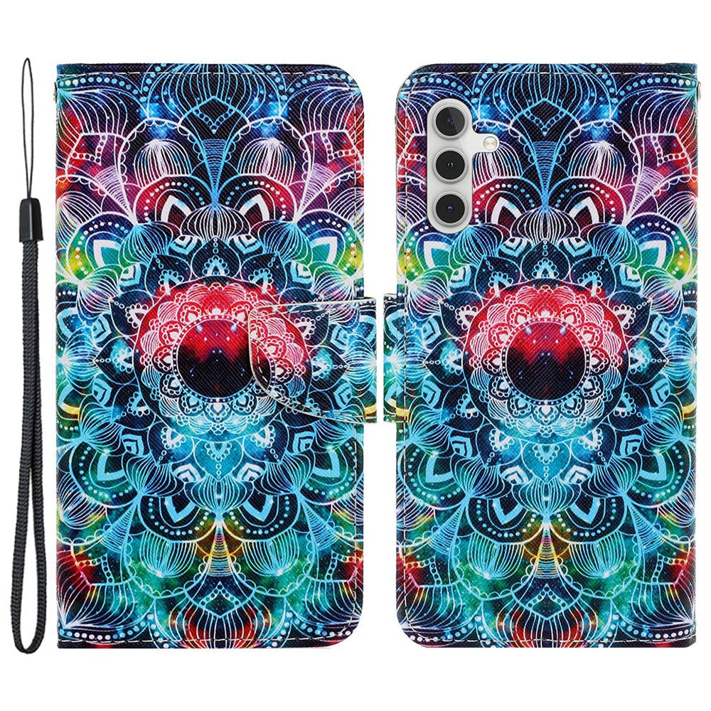 Til Samsung Galaxy A35 5G Etui i Krydsstruktur PU-læder med Håndrem