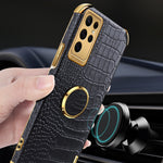 For Samsung Galaxy S24 Ultra Cell Phone Case Crocodile Texture Ring Kickstand Leather+TPU Cover