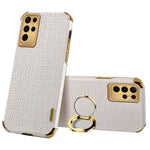 For Samsung Galaxy S24 Ultra Cell Phone Case Crocodile Texture Ring Kickstand Leather+TPU Cover