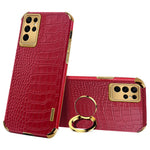 For Samsung Galaxy S24 Ultra Cell Phone Case Crocodile Texture Ring Kickstand Leather+TPU Cover