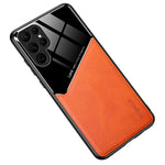 For Samsung Galaxy S24 Ultra Case Magnetic Car Mount Back Guard PU+TPU+PC Cover