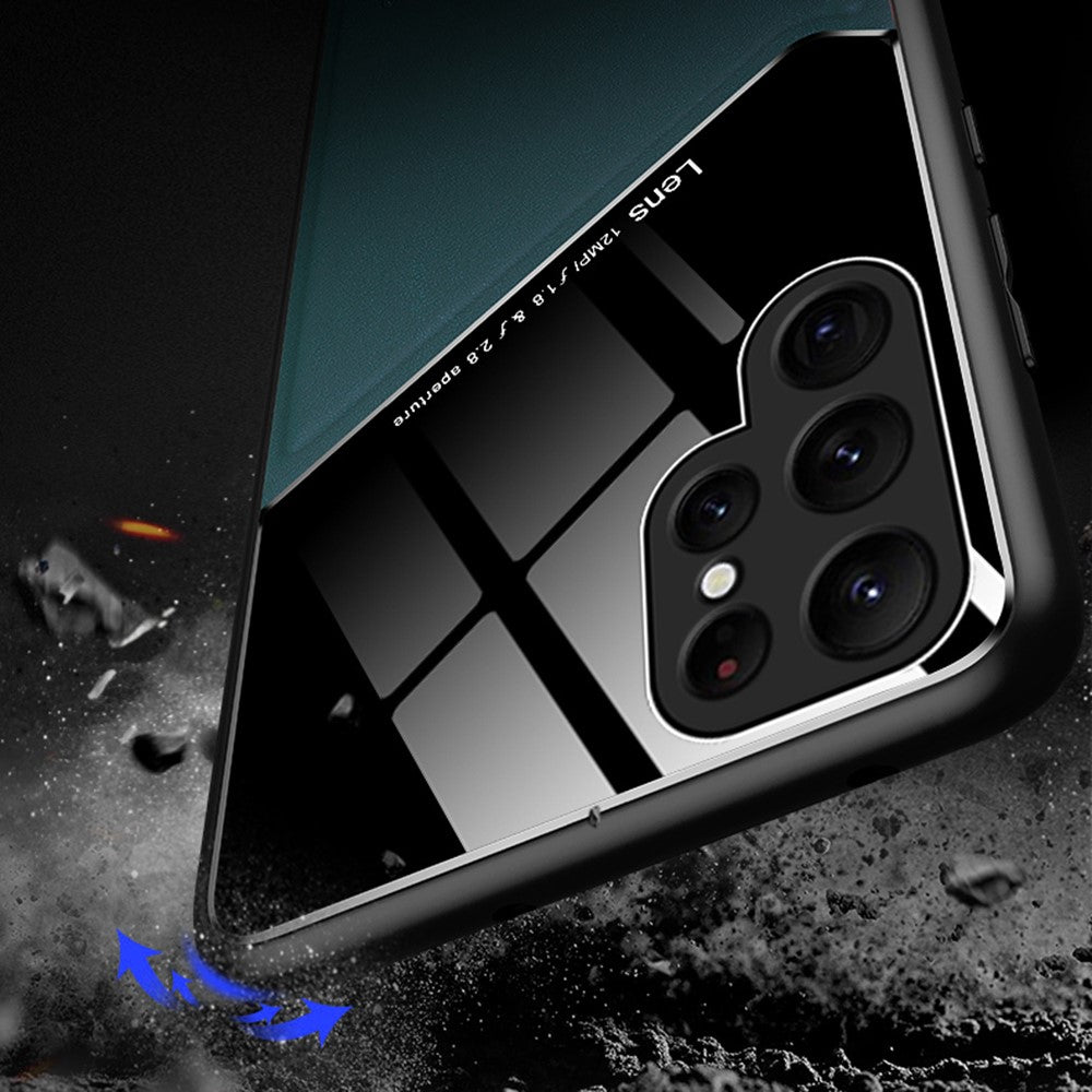 For Samsung Galaxy S24 Ultra Case Magnetic Car Mount Back Guard PU+TPU+PC Cover