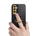 Samsung Galaxy A05s 4G Mobilskal 6D Galvaniserad Ring Stativ Läder+TPU Skydd