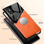 Bagcover til Samsung Galaxy A05s 4G Magnetisk Bilholder Telefonbeskyttelse PU+TPU+PC Cover