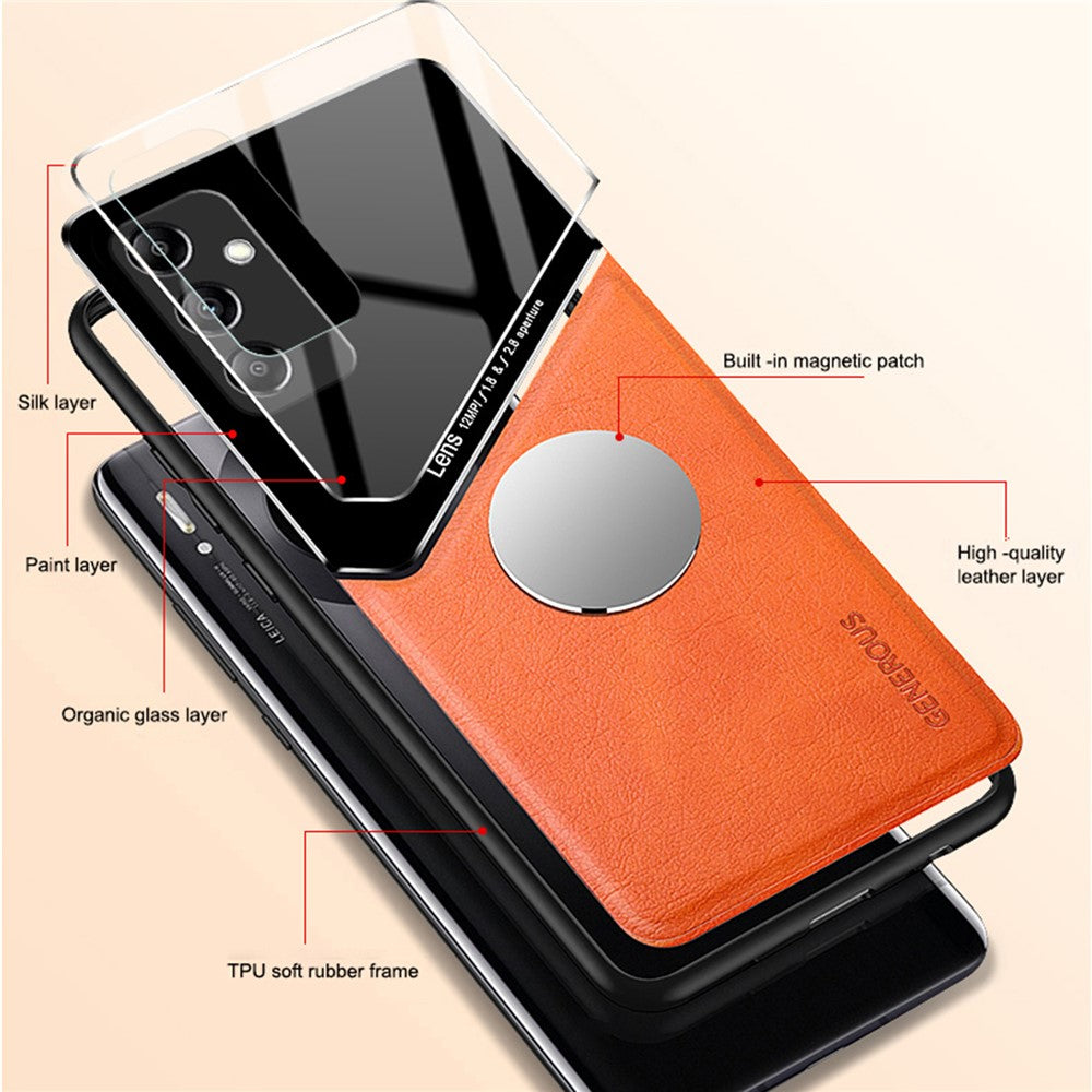 Bagcover til Samsung Galaxy A05s 4G Magnetisk Bilholder Telefonbeskyttelse PU+TPU+PC Cover