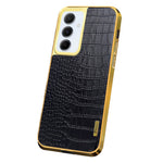 For Samsung Galaxy A55 5G Cell Phone Case Crocodile Texture Electroplated TPU+PU Anti-scratch Cover