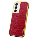 For Samsung Galaxy A55 5G Cell Phone Case Crocodile Texture Electroplated TPU+PU Anti-scratch Cover