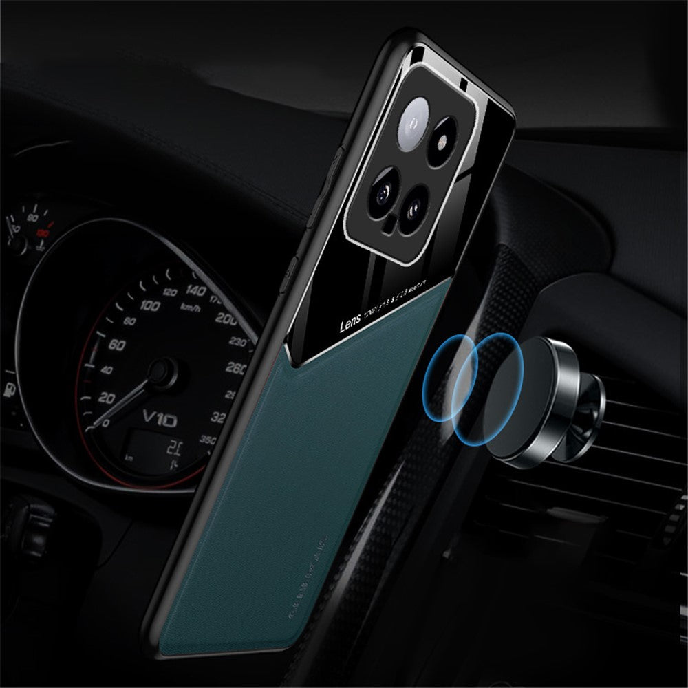 Xiaomi 14 Mobilskal Fallskyddande PU+TPU+PC Magnetiskt Bilfäste Baksida