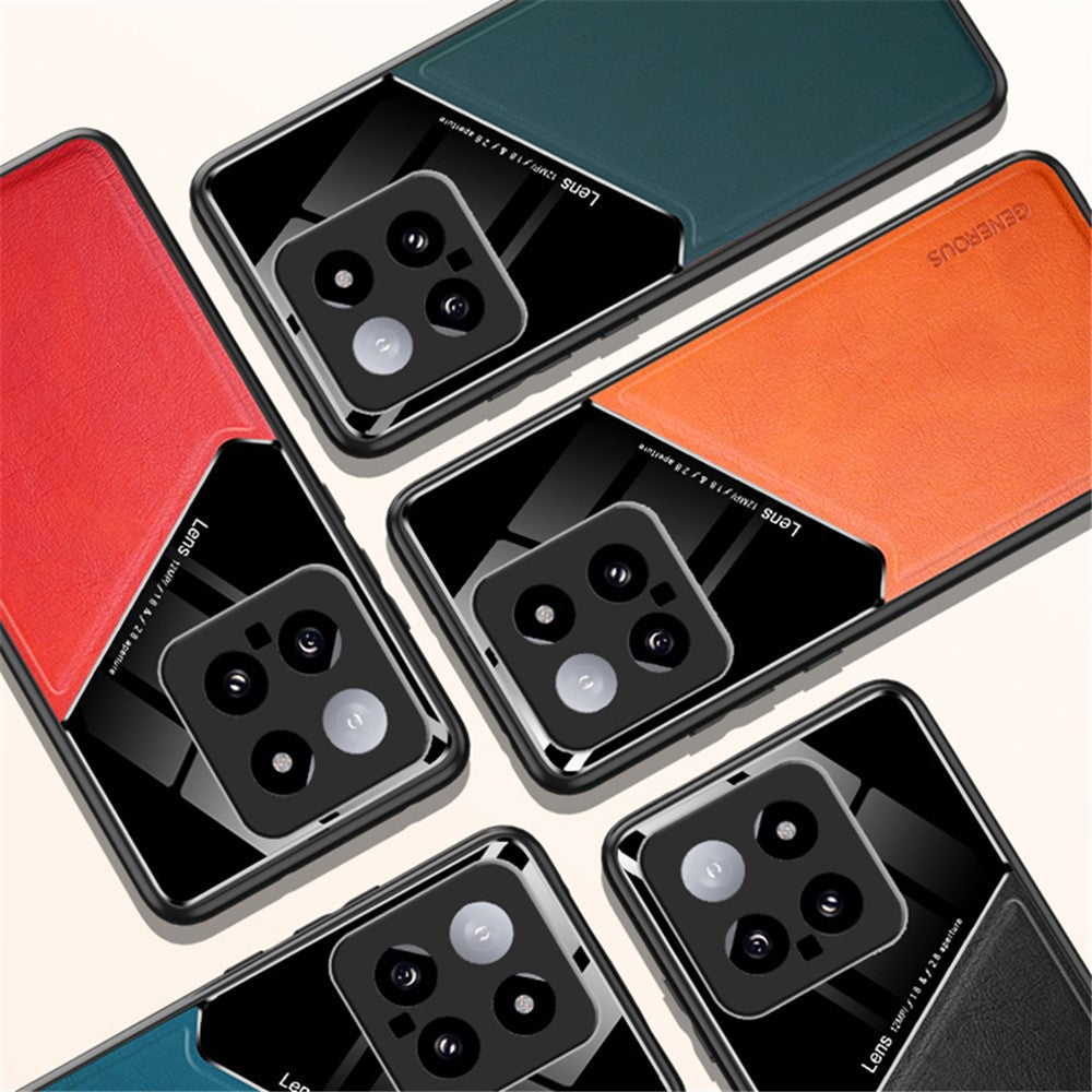 Xiaomi 14 Mobilskal Fallskyddande PU+TPU+PC Magnetiskt Bilfäste Baksida