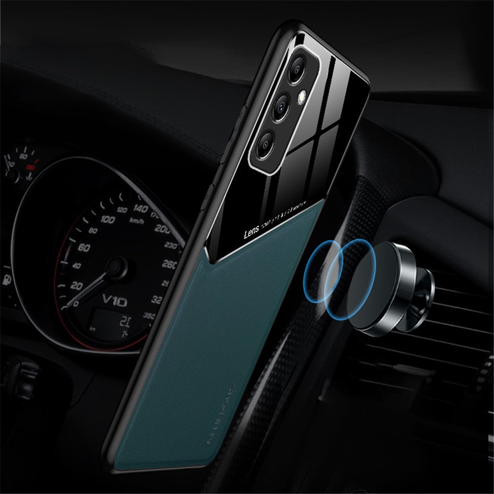 For Samsung Galaxy A35 5G Cell Phone Case Magnetic Car Mount PU+TPU+PC Drop-proof Cover