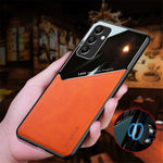 For Samsung Galaxy A35 5G Cell Phone Case Magnetic Car Mount PU+TPU+PC Drop-proof Cover