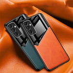 For Samsung Galaxy A35 5G Cell Phone Case Magnetic Car Mount PU+TPU+PC Drop-proof Cover