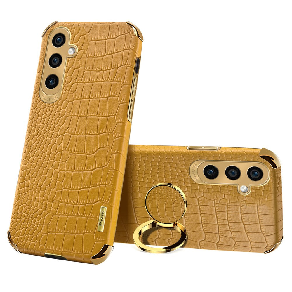 Til Samsung Galaxy A15 4G / 5G Cover Krokodille Tekstur Galvaniseret Telefoncover med Støtteben