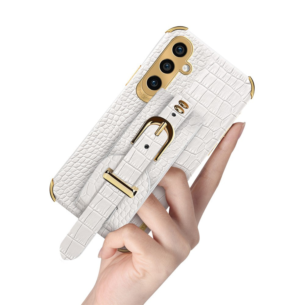Samsung Galaxy A15 4G / A15 5G Mobilskal Krokodilstruktur Armband Stativ Baksida
