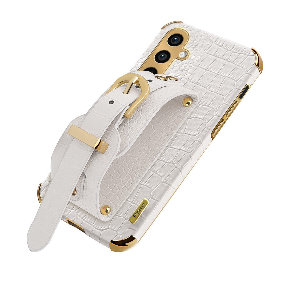 Samsung Galaxy A15 4G / A15 5G Mobilskal Krokodilstruktur Armband Stativ Baksida