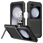 For Samsung Galaxy Z Flip5 5G Shockproof Case Aluminum Alloy + Silicone Kickstand Phone Cover