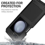 For Samsung Galaxy Z Flip5 5G Shockproof Case Aluminum Alloy + Silicone Kickstand Phone Cover