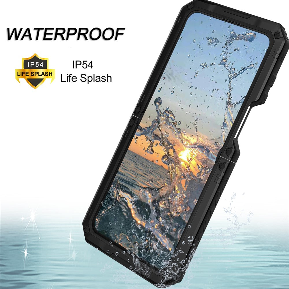 For Samsung Galaxy Z Flip5 5G Shockproof Case Aluminum Alloy + Silicone Kickstand Phone Cover