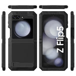 For Samsung Galaxy Z Flip5 5G Shockproof Case Aluminum Alloy + Silicone Kickstand Phone Cover