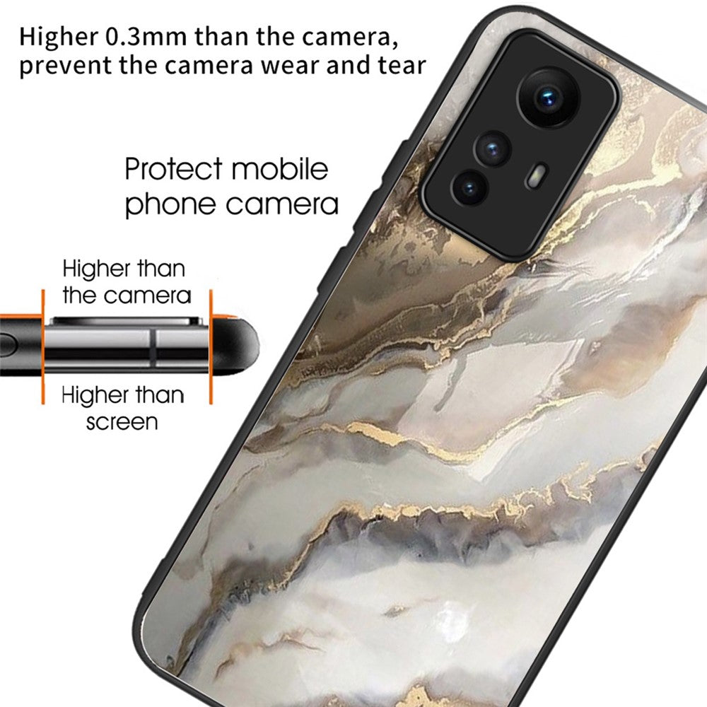 For Xiaomi Redmi Note 12S 4G Tempered Glass Back Case Anti-Scratch Phone Cover Pattern Printed