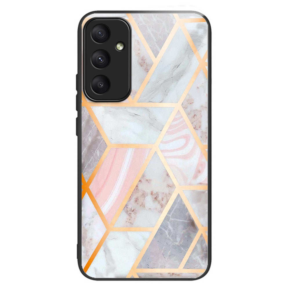 For Samsung Galaxy A35 5G Case Pattern Print Design Tempered Glass+TPU Phone Cover