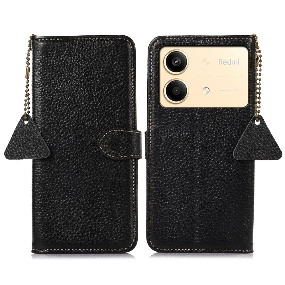 For Xiaomi Redmi Note 13R Pro 5G Genuine Cow Leather Phone Case with Card Slots