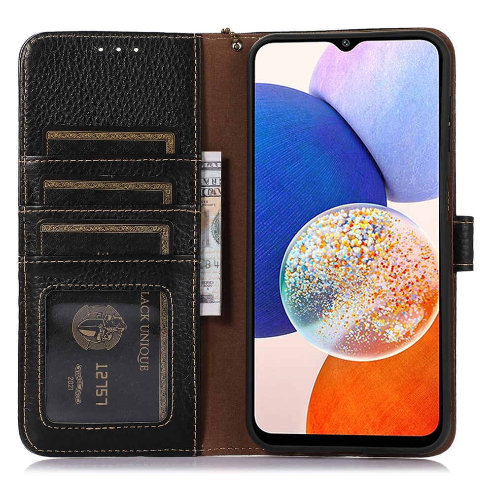 For Xiaomi Redmi Note 13R Pro 5G Genuine Cow Leather Phone Case with Card Slots