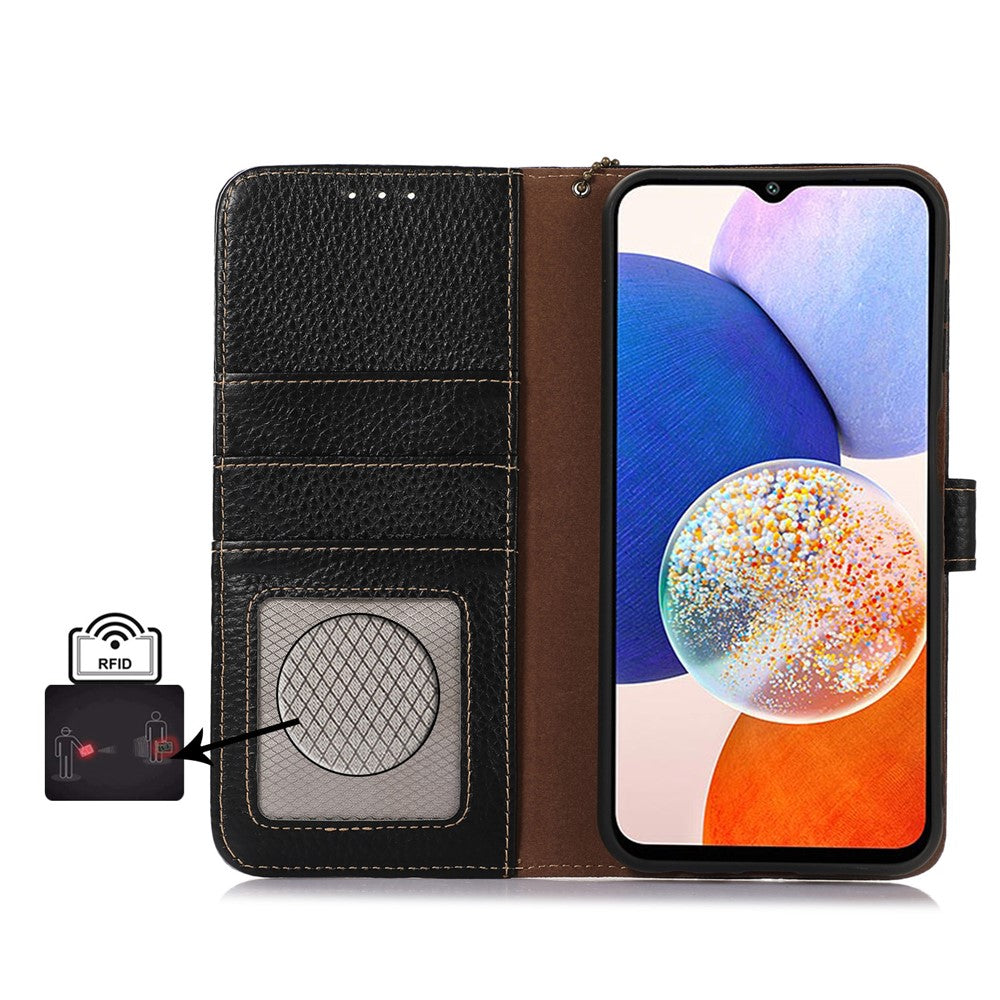 For Xiaomi Redmi Note 13R Pro 5G Genuine Cow Leather Phone Case with Card Slots