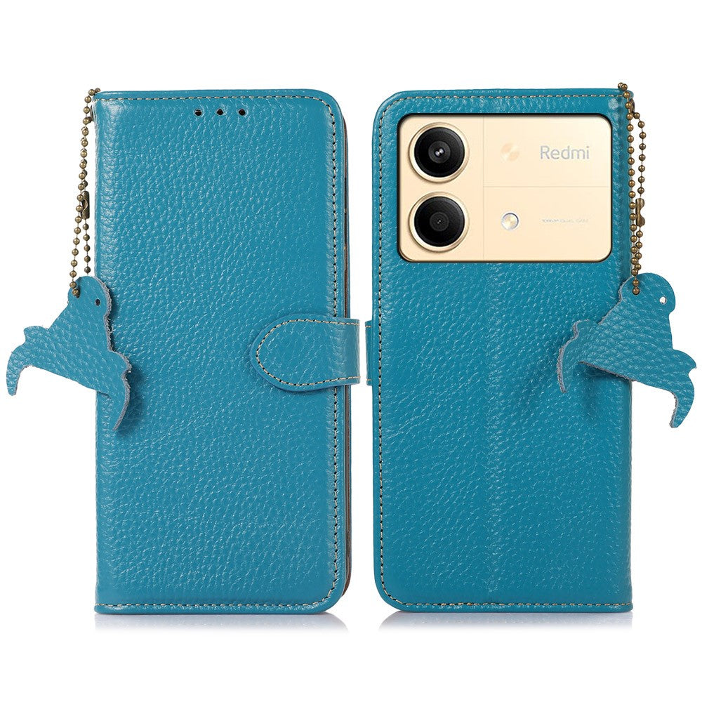 For Xiaomi Redmi Note 13R Pro 5G Genuine Cow Leather Phone Case with Card Slots
