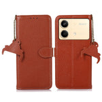For Xiaomi Redmi Note 13R Pro 5G Genuine Cow Leather Phone Case with Card Slots
